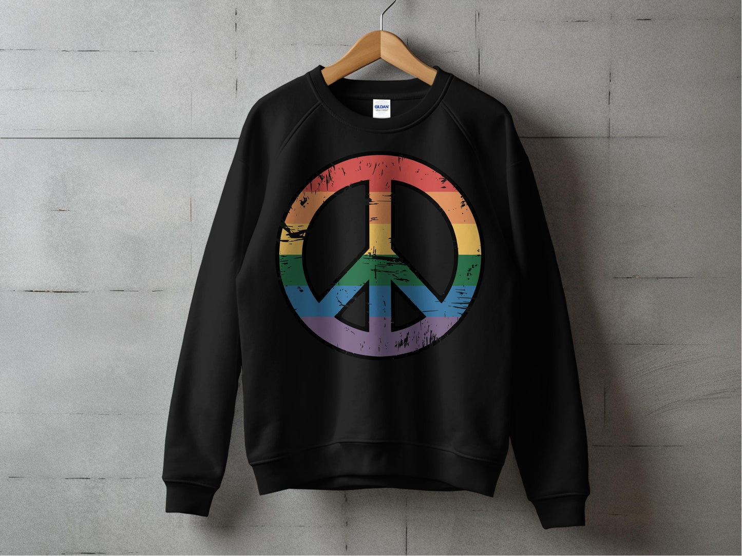 Vintage Rainbow Peace Symbol β Retro Inclusivity Design S / Black