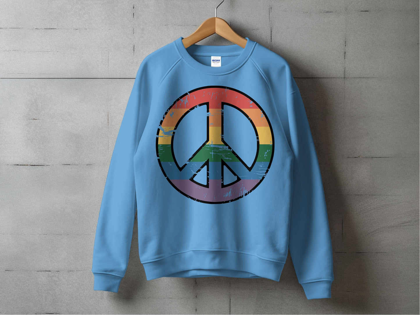 Vintage Rainbow Peace Symbol β Retro Inclusivity Design S / Carolina Blue