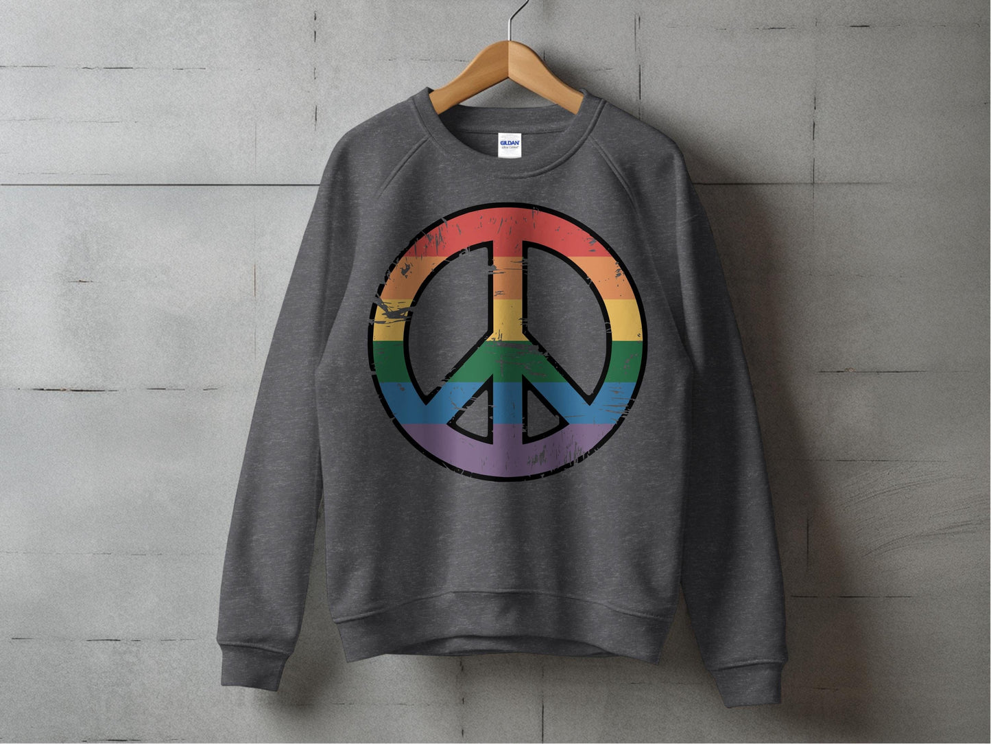 Vintage Rainbow Peace Symbol β Retro Inclusivity Design S / Dark Heather