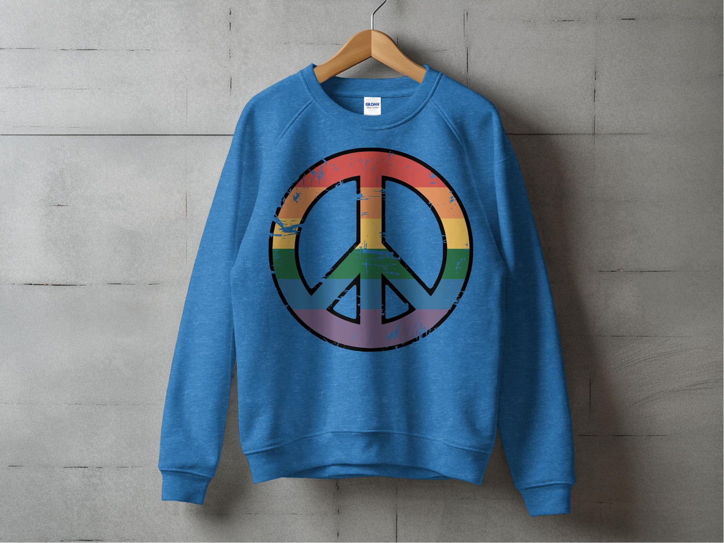 Vintage Rainbow Peace Symbol β Retro Inclusivity Design S / Heather Deep Royal