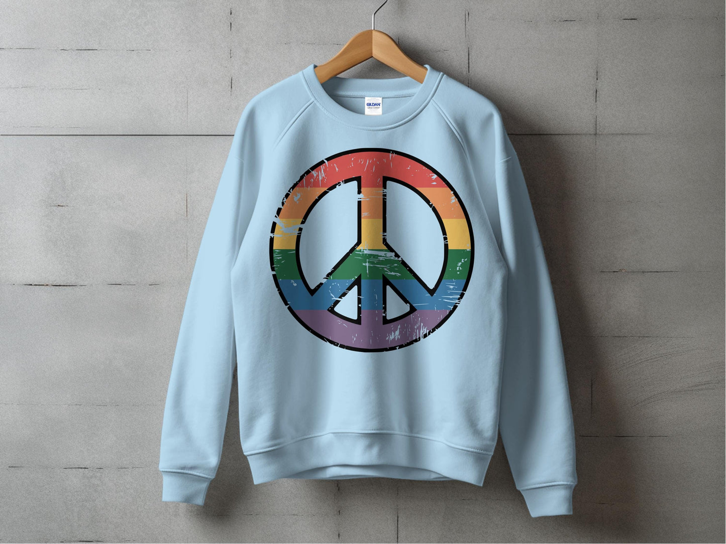 Vintage Rainbow Peace Symbol β Retro Inclusivity Design S / Light Blue