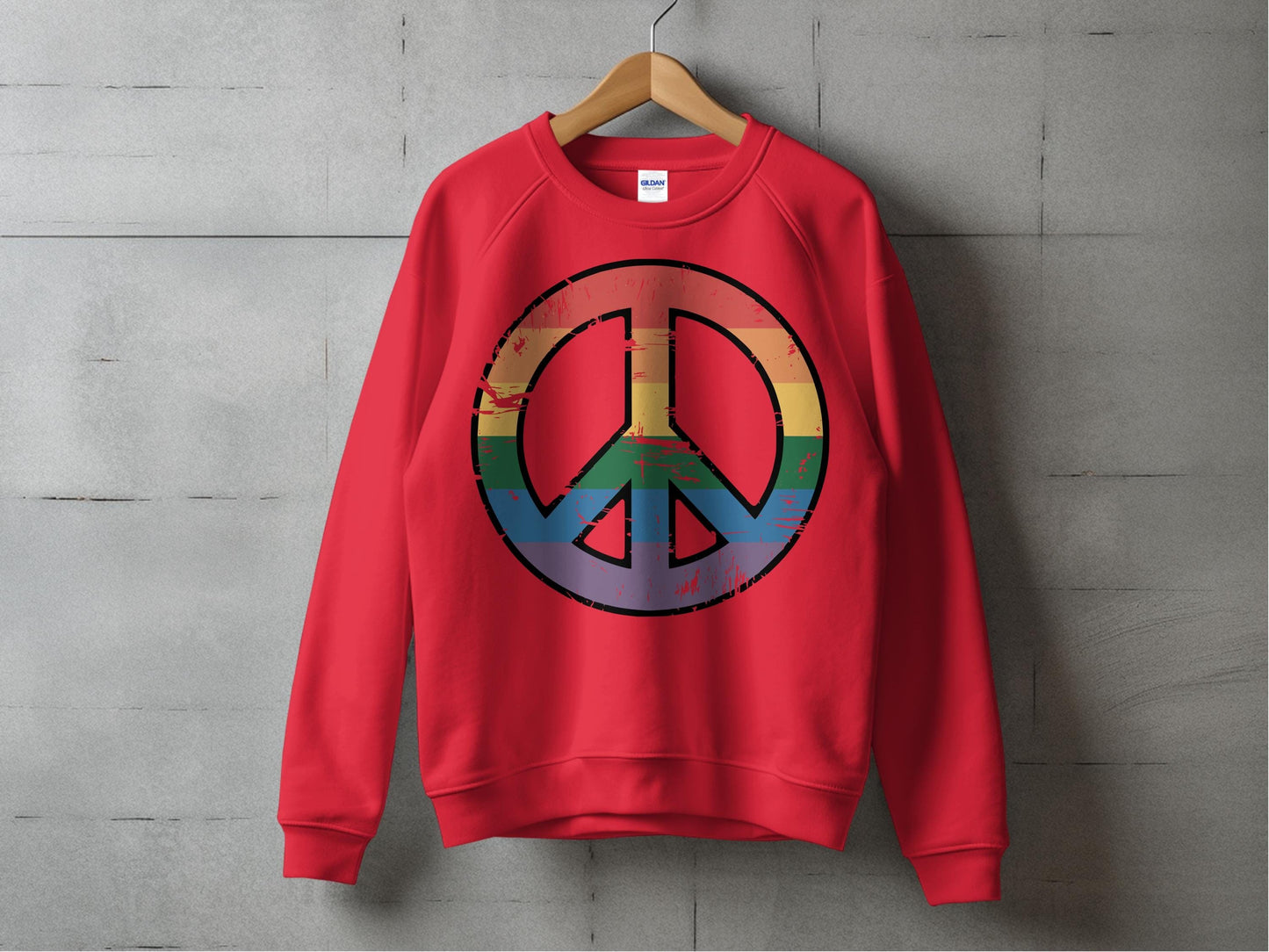 Vintage Rainbow Peace Symbol β Retro Inclusivity Design S / Red
