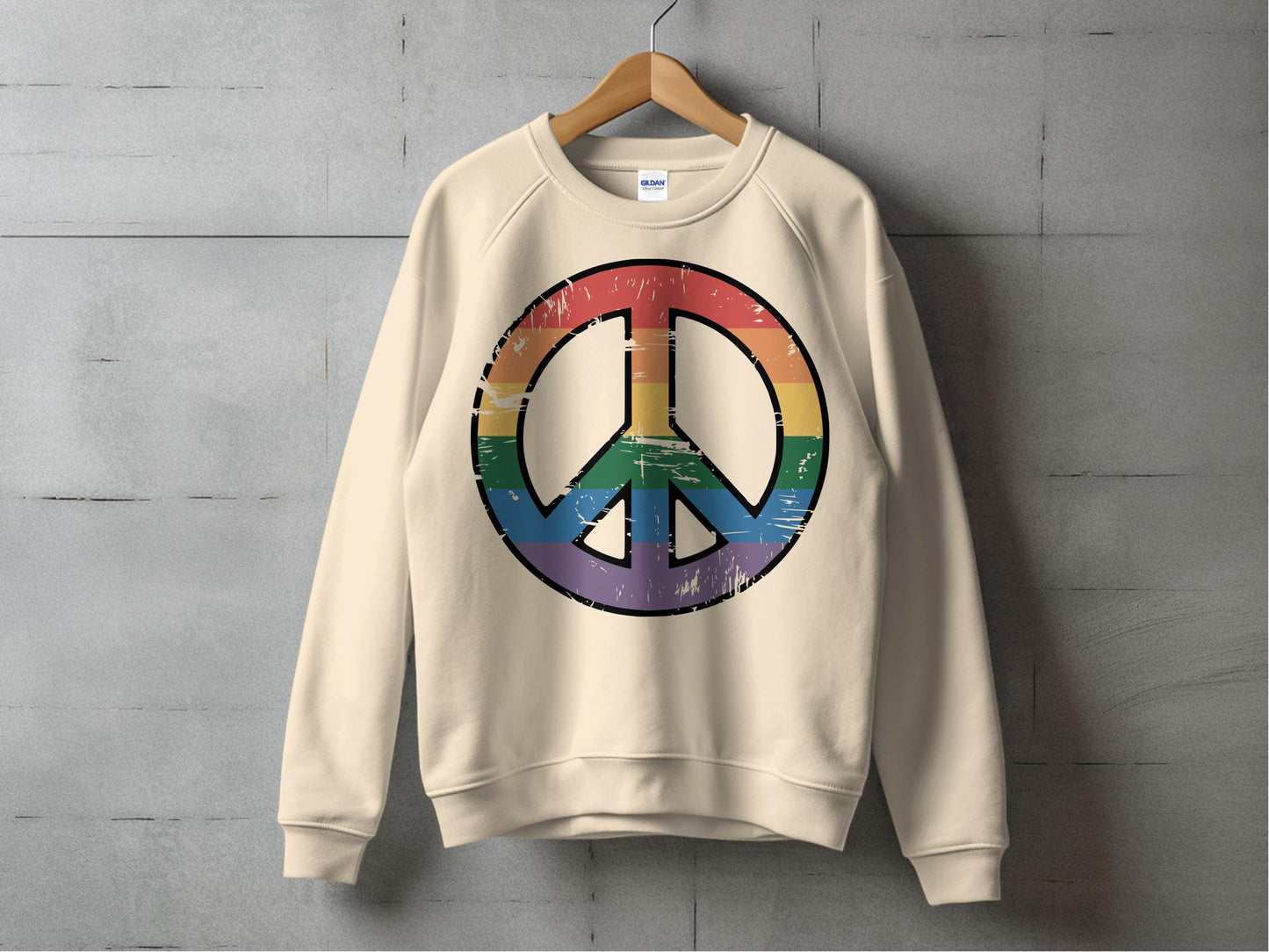 Vintage Rainbow Peace Symbol β Retro Inclusivity Design S / Sand