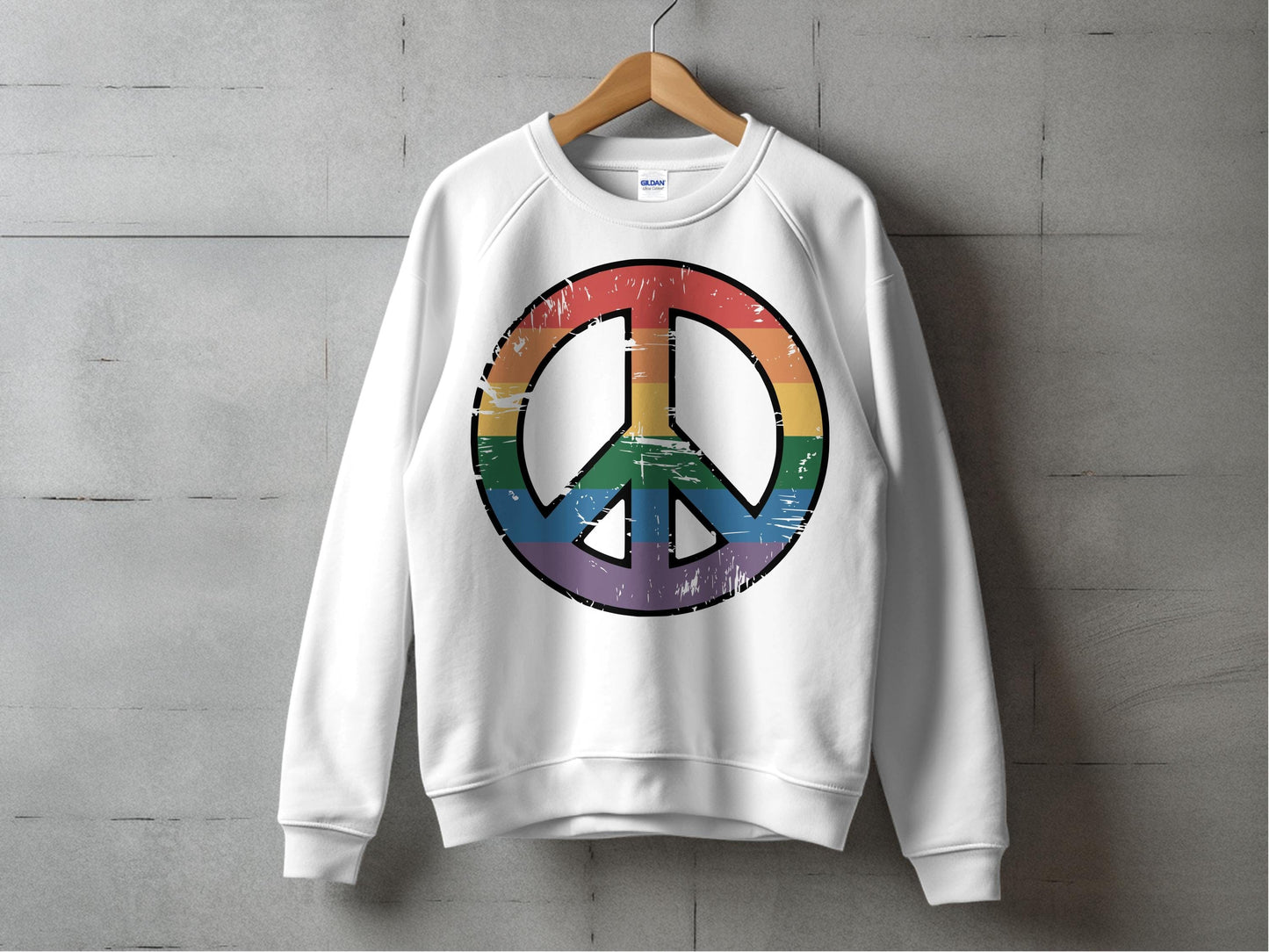 Vintage Rainbow Peace Symbol β Retro Inclusivity Design S / White