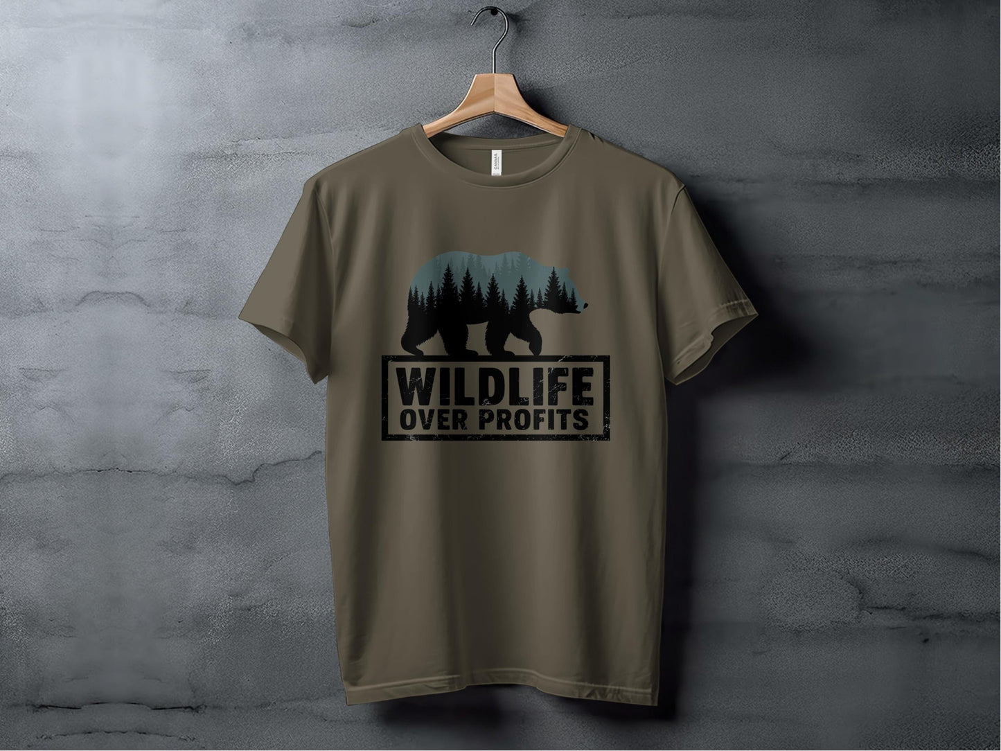 Wildlife Over Profits Tee XS / Army