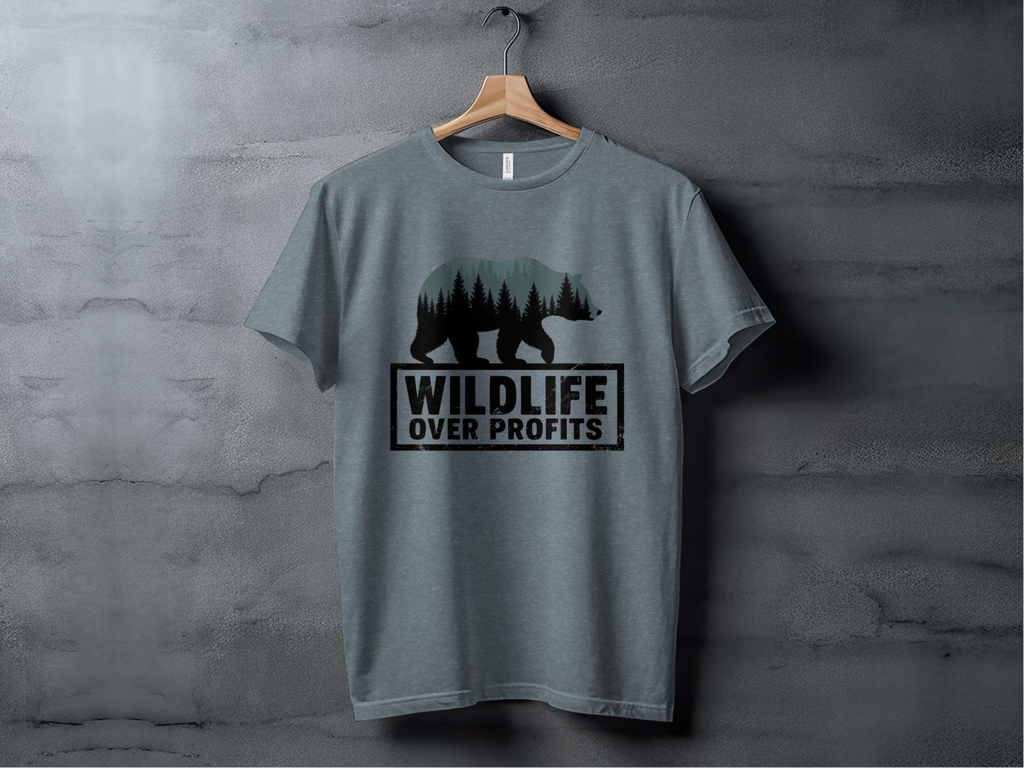 Wildlife Over Profits Tee XS / Heather Slate