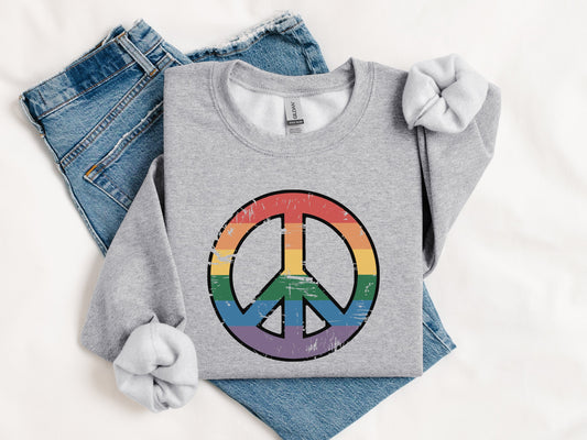 Vintage Rainbow Peace Symbol Sweatshirt