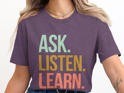 Ask Listen Learn Tee XS / Heather Team Purple