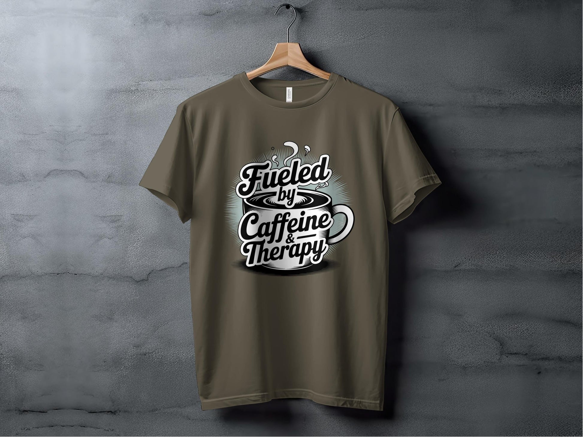 Fueled by Caffeine and Therapy Tee XS / Army