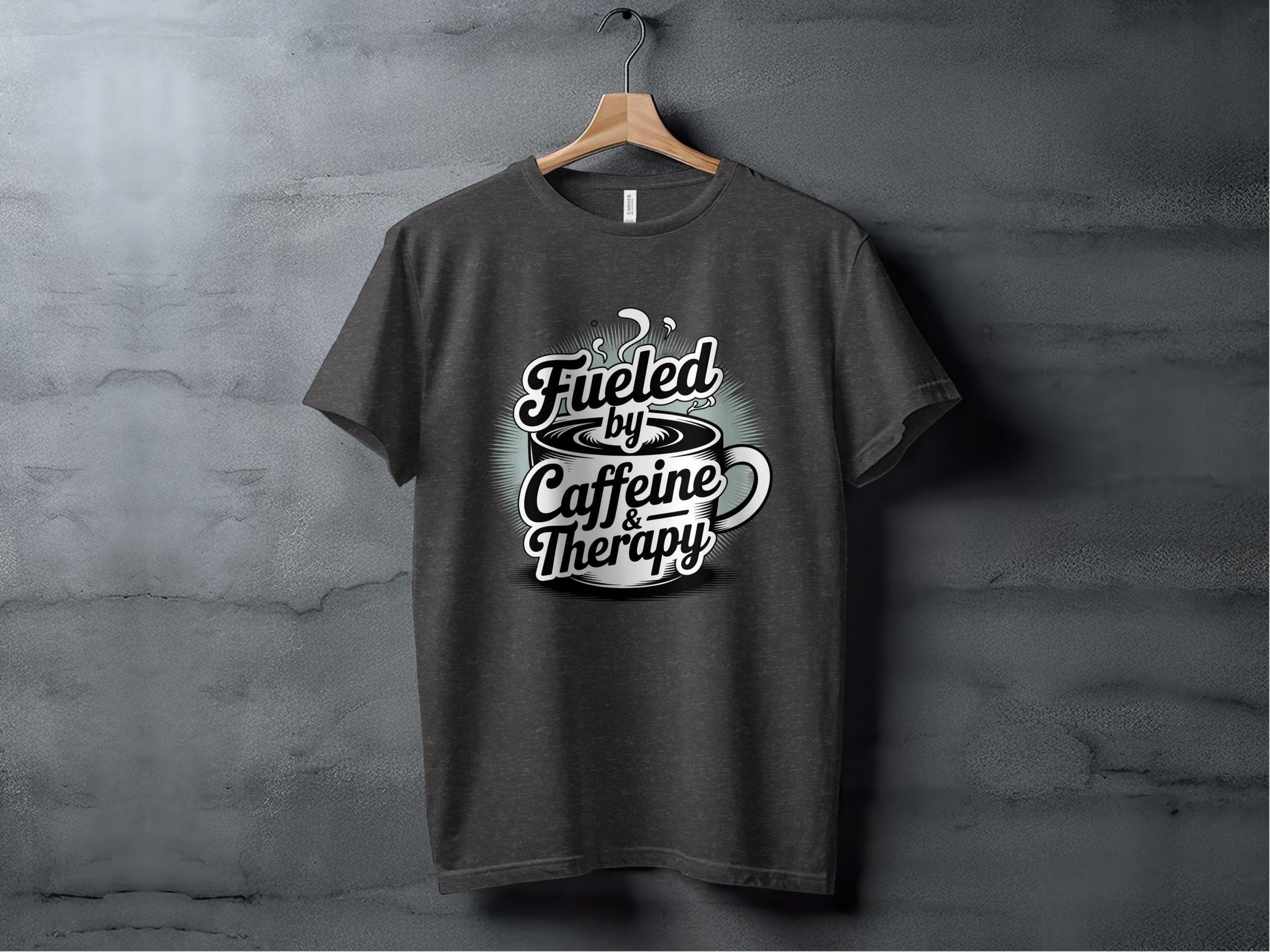 Fueled by Caffeine and Therapy Tee XS / Dark Grey Heather