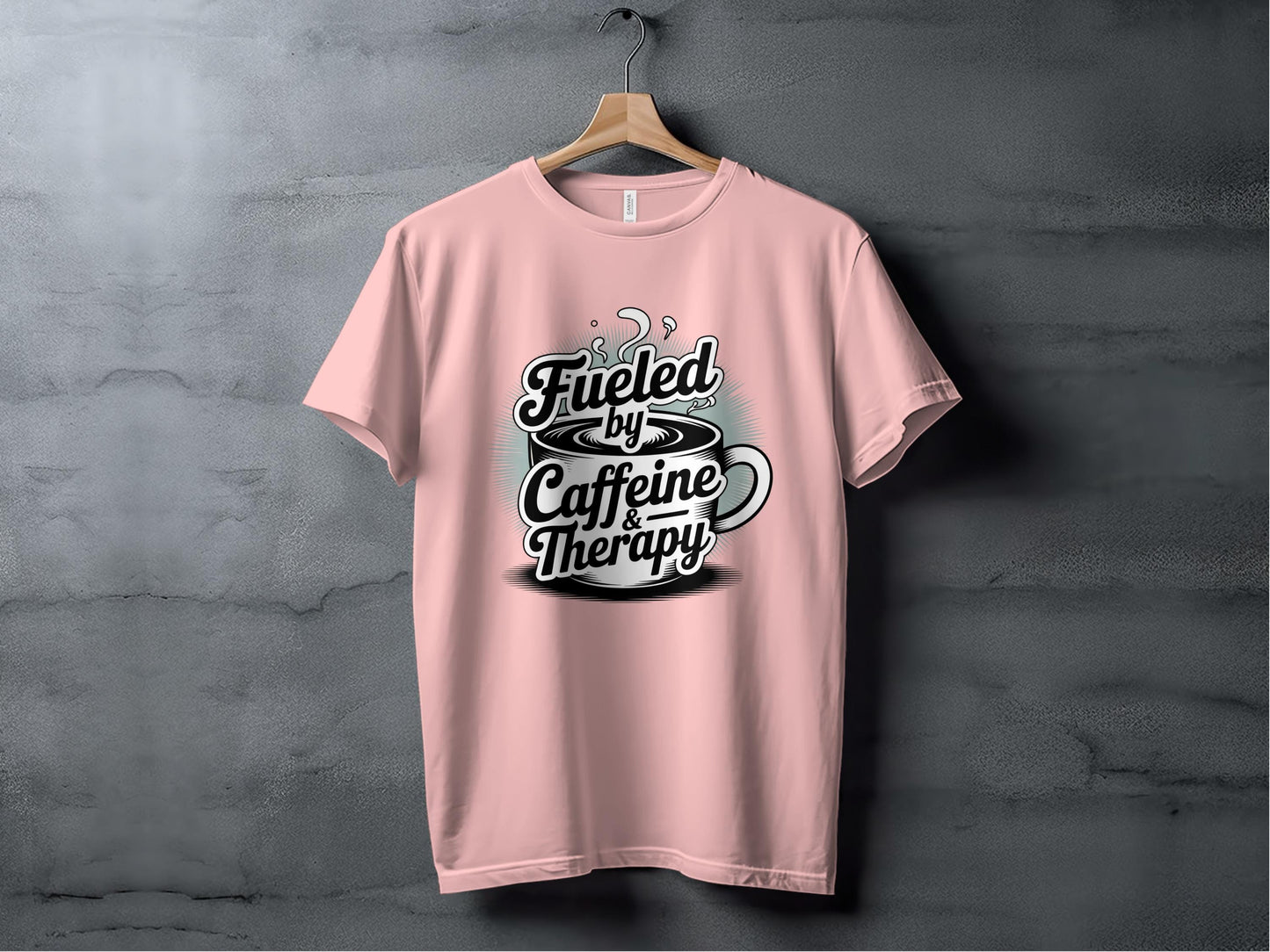 Fueled by Caffeine and Therapy Tee XS / Pink