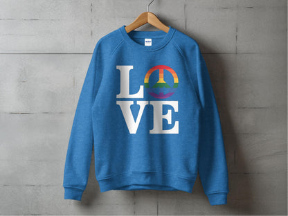 LOVE Peace Sign Sweatshirt S / Heather Deep Royal