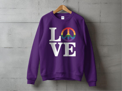 LOVE Peace Sign Sweatshirt S / Purple