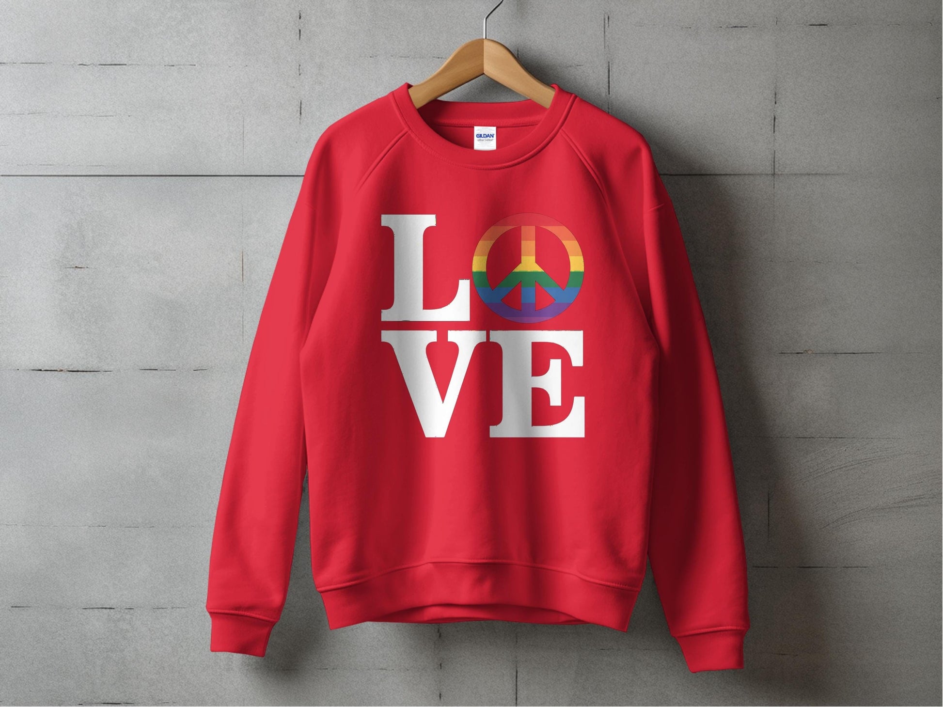 LOVE Peace Sign Sweatshirt S / Red