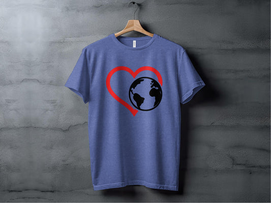 Love the Earth Heart Monochrome Tee XS / Heather True Royal
