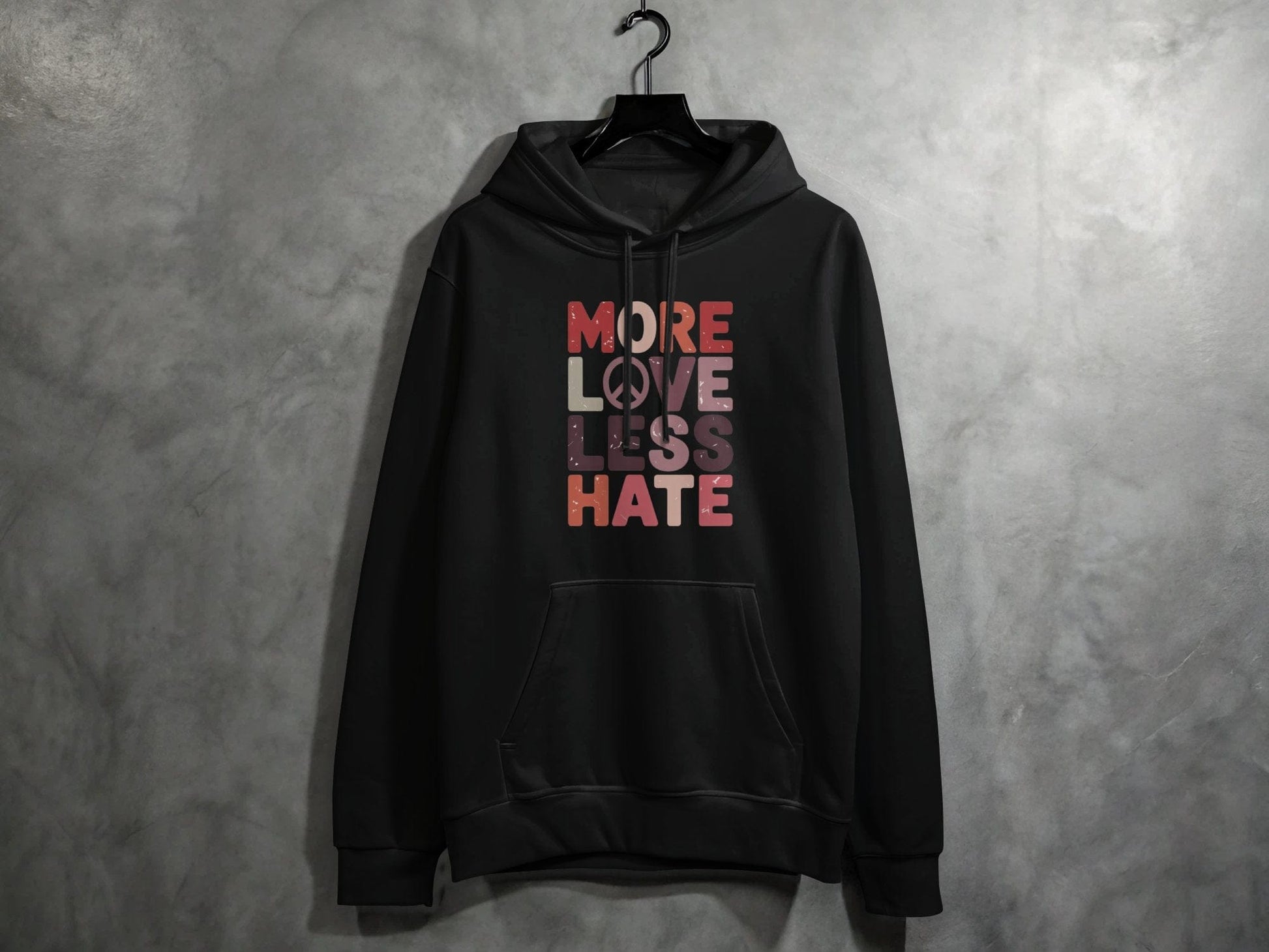 More Love Less Hate Hoodie S / Black