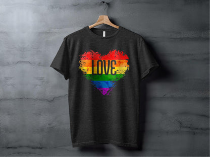 Rainbow Heart With Love White Letters Design T-Shirt Sweatshirt Hoodie XS / Black Heather