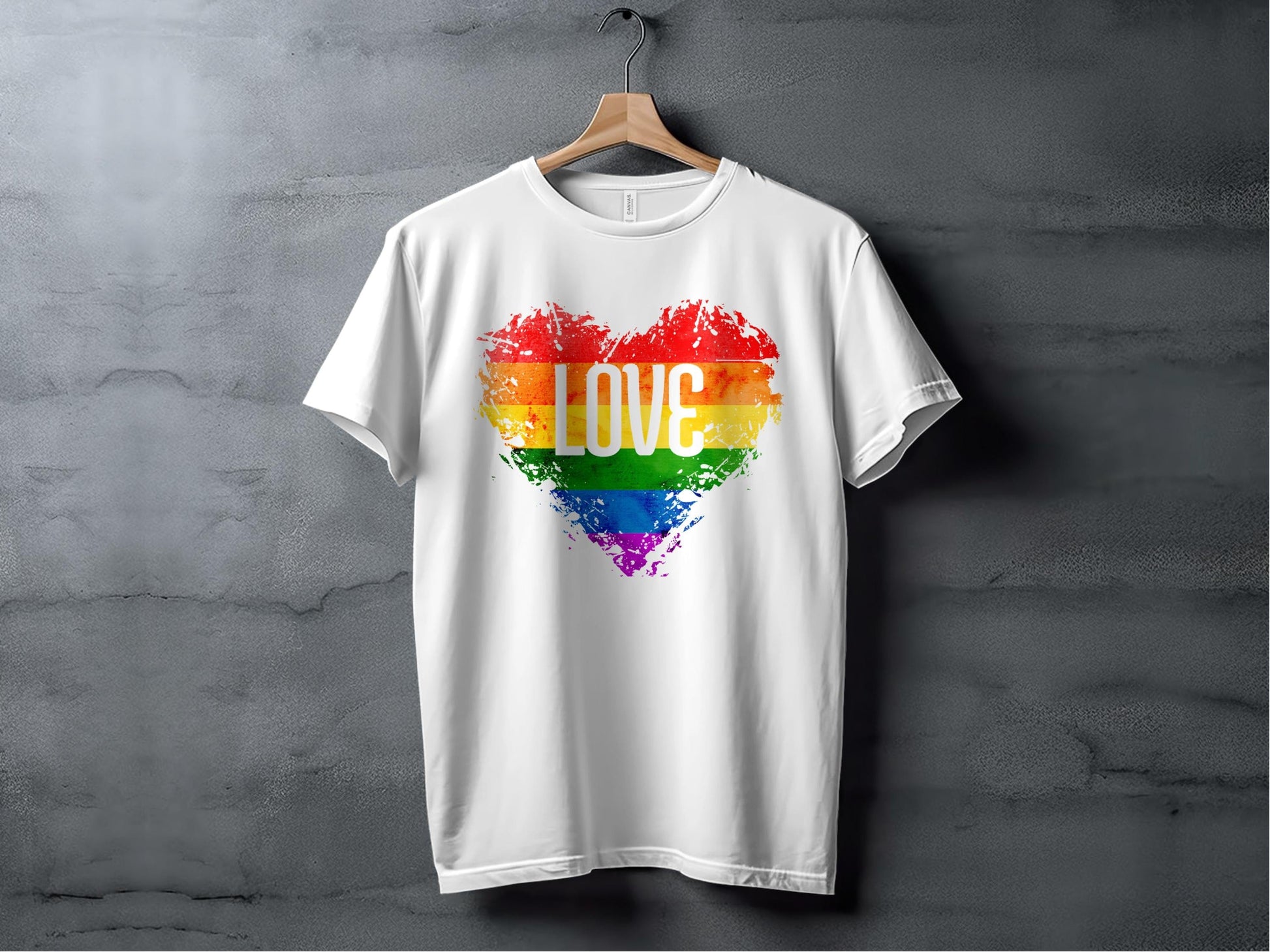 Rainbow Heart With Love White Letters Design T-Shirt Sweatshirt Hoodie XS / White