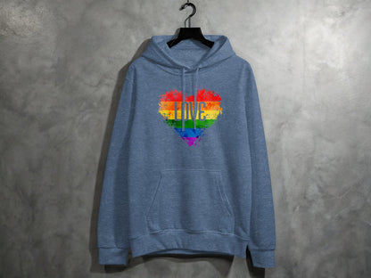Rainbow Love Heart Hoodie S / Heather Sport Dark Navy