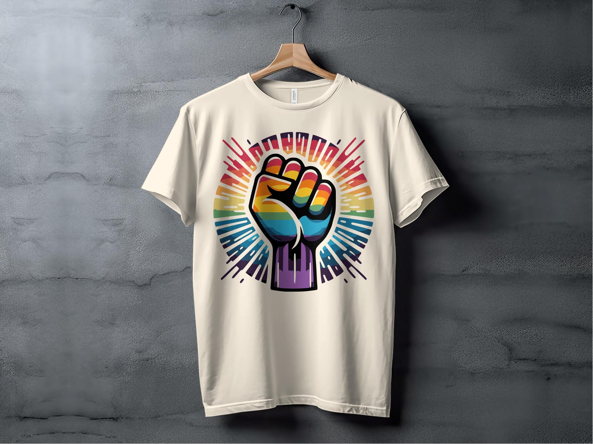 Rainbow Pride Fist Tee XS / Natural