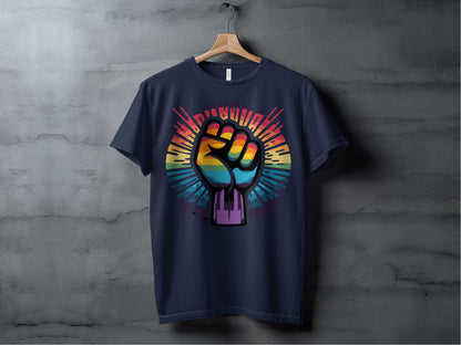Rainbow Pride Fist Tee XS / Navy