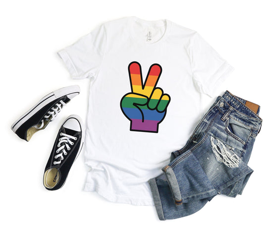 Rainbow Pride Peace Sign Symbol Graphic Design for LGBTQ T-Shirt Sweatshirt Hoodie