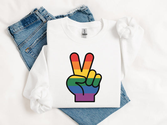 Rainbow Pride Peace Sign Symbol Graphic Design for LGBTQ T-Shirt Sweatshirt Hoodie