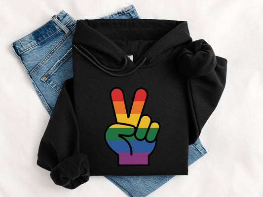 Rainbow Pride Peace Sign Symbol Graphic Design for LGBTQ T-Shirt Sweatshirt Hoodie