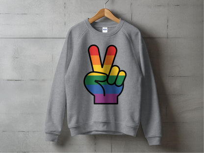 Rainbow Pride Peace Sign Symbol Graphic Design for LGBTQ T-Shirt Sweatshirt Hoodie S / Graphite Heather