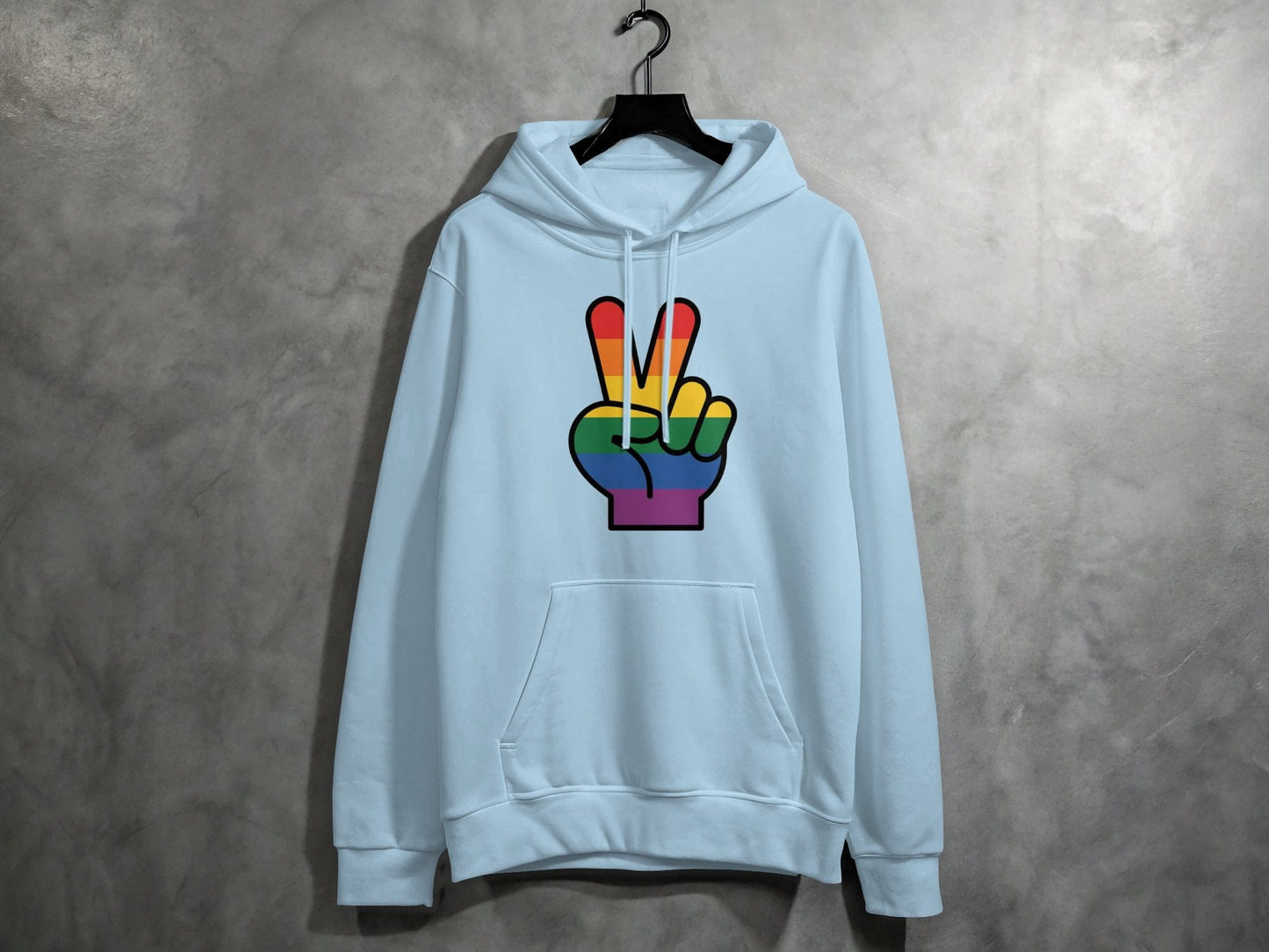 Rainbow Pride Peace Sign Symbol Graphic Design for LGBTQ T-Shirt Sweatshirt Hoodie S / Light Blue