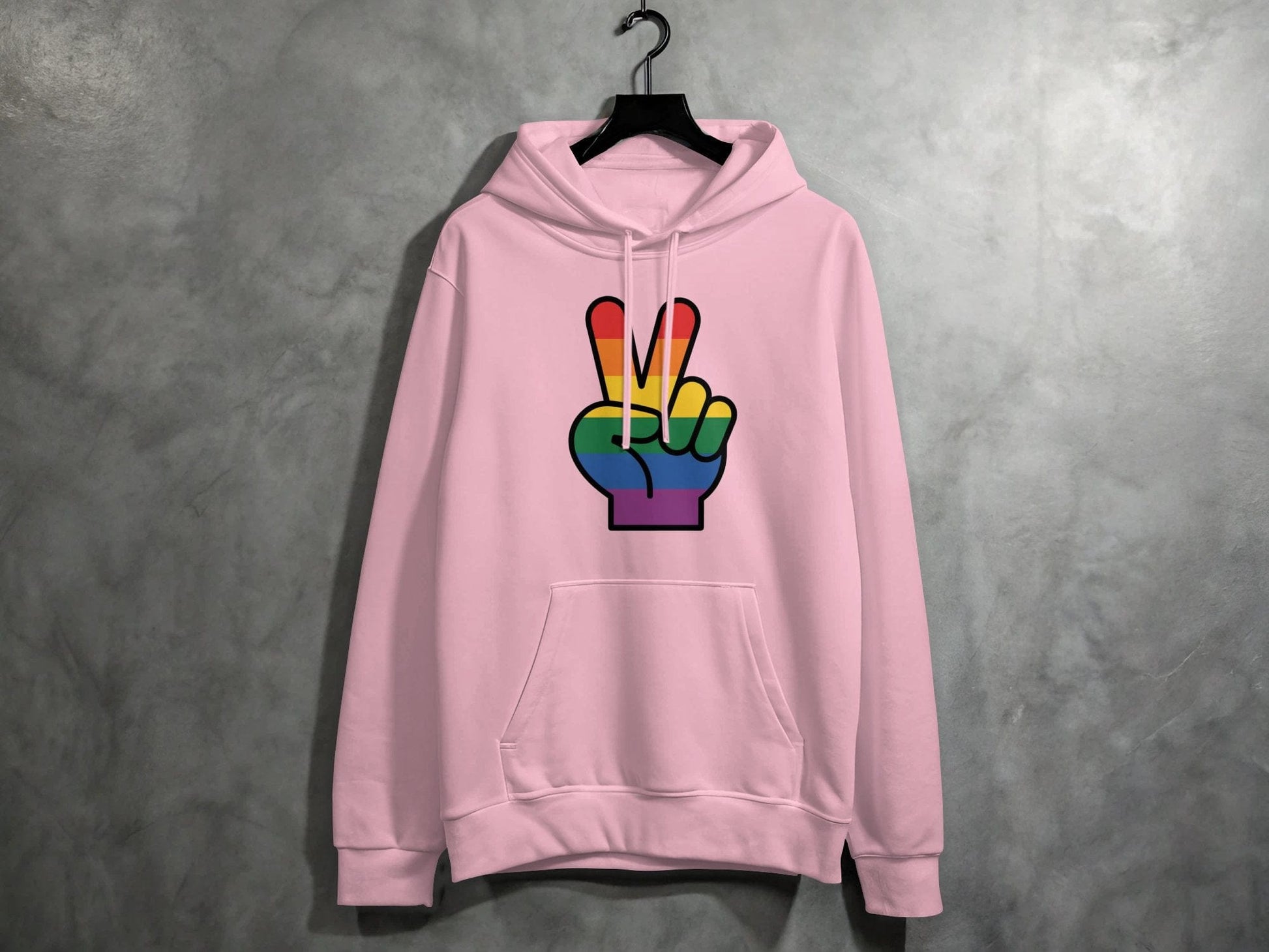 Rainbow Pride Peace Sign Symbol Graphic Design for LGBTQ T-Shirt Sweatshirt Hoodie S / Light Pink