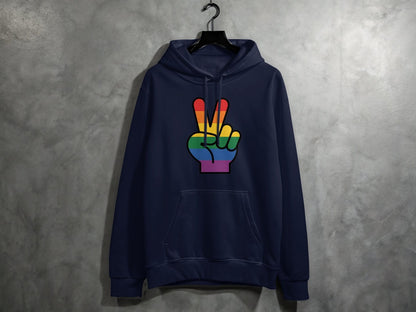 Rainbow Pride Peace Sign Symbol Graphic Design for LGBTQ T-Shirt Sweatshirt Hoodie S / Navy
