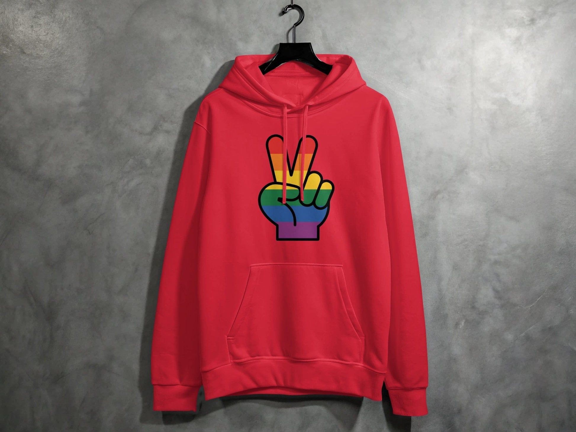 Rainbow Pride Peace Sign Symbol Graphic Design for LGBTQ T-Shirt Sweatshirt Hoodie S / Red