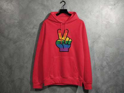 Rainbow Pride Peace Sign Symbol Graphic Design for LGBTQ T-Shirt Sweatshirt Hoodie S / Red