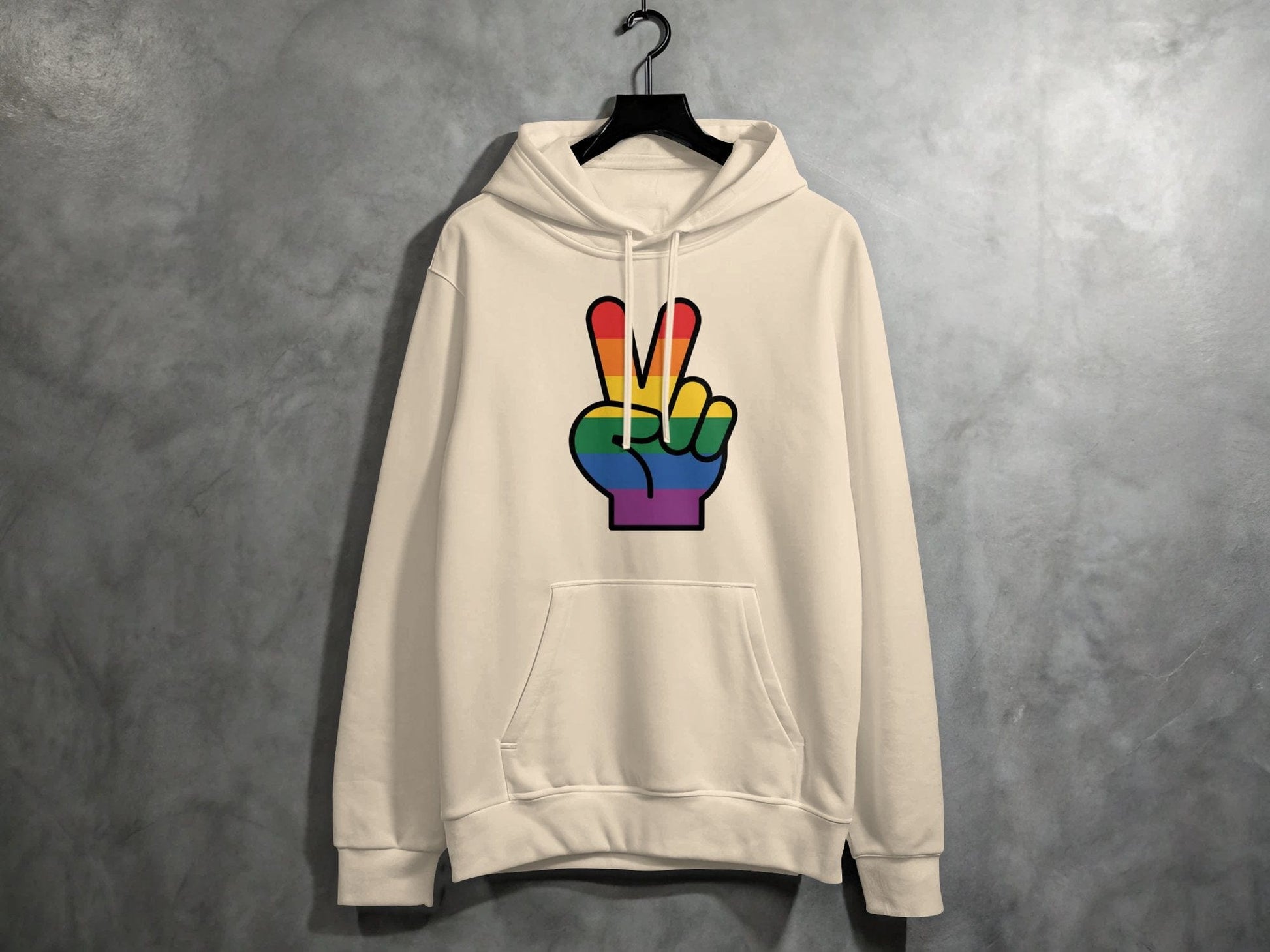 Rainbow Pride Peace Sign Symbol Graphic Design for LGBTQ T-Shirt Sweatshirt Hoodie S / Sand