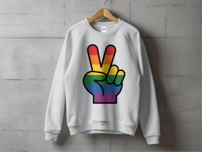 Rainbow Pride Peace Sign Symbol Graphic Design for LGBTQ T-Shirt Sweatshirt Hoodie S / Sport Grey
