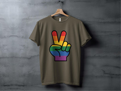 Rainbow Pride Peace Sign Symbol Graphic Design for LGBTQ T-Shirt Sweatshirt Hoodie XS / Army