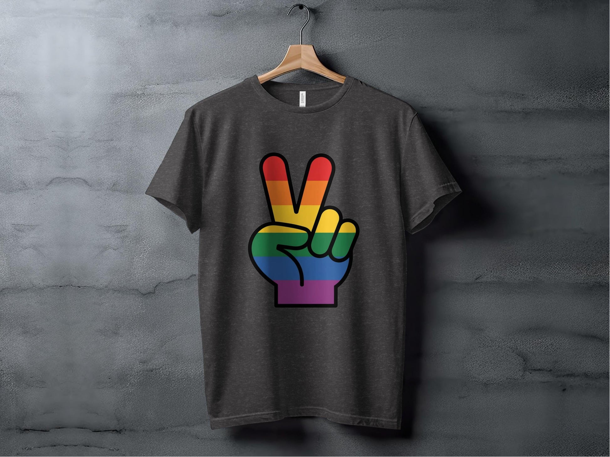 Rainbow Pride Peace Sign Symbol Graphic Design for LGBTQ T-Shirt Sweatshirt Hoodie XS / Dark Grey Heather