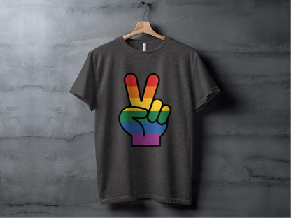 Rainbow Pride Peace Sign Symbol Graphic Design for LGBTQ T-Shirt Sweatshirt Hoodie XS / Dark Grey Heather