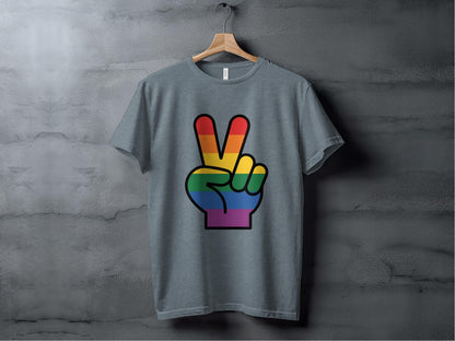 Rainbow Pride Peace Sign Symbol Graphic Design for LGBTQ T-Shirt Sweatshirt Hoodie XS / Heather Slate