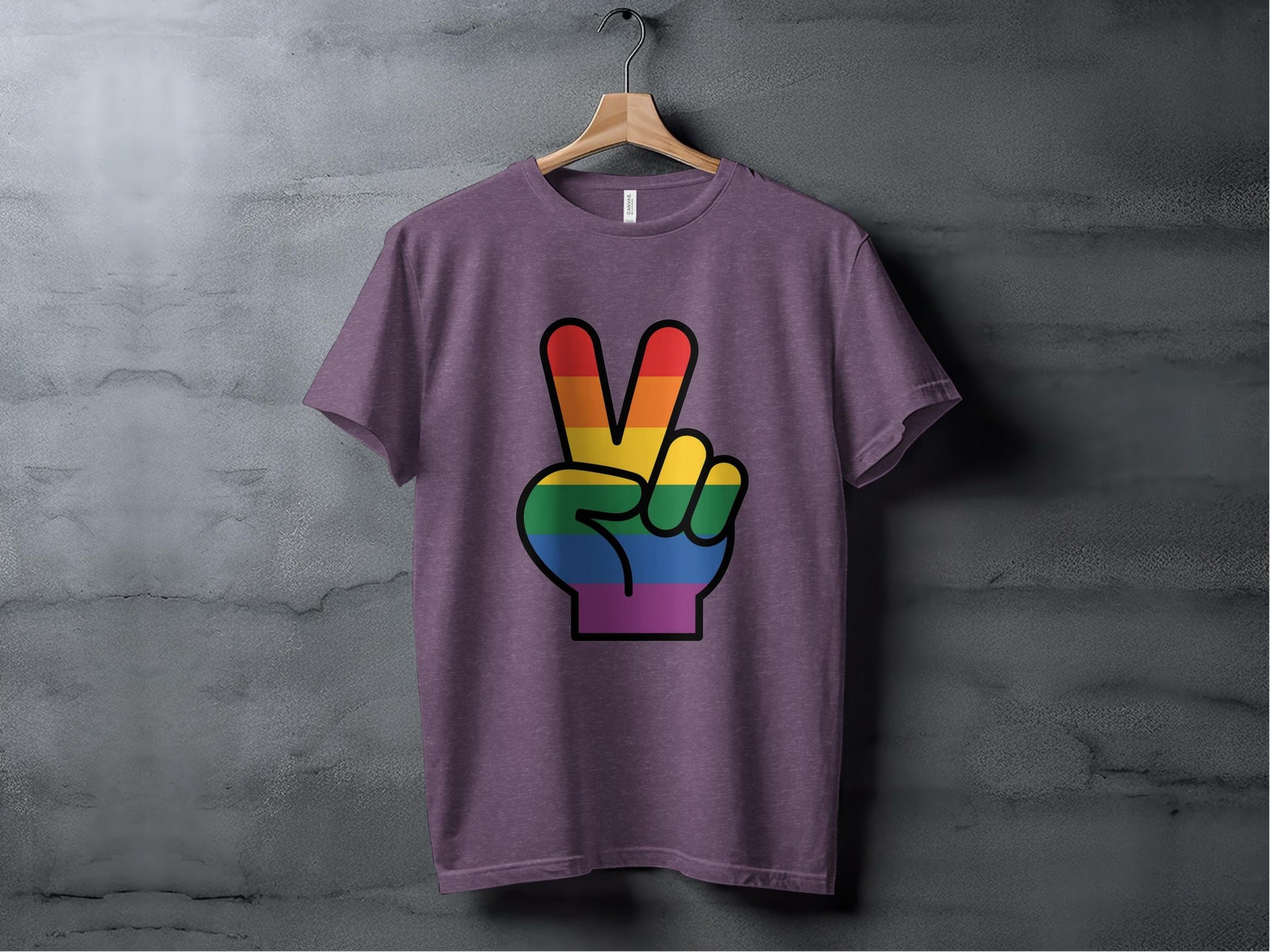 Rainbow Pride Peace Sign Symbol Graphic Design for LGBTQ T-Shirt Sweatshirt Hoodie XS / Heather Team Purple