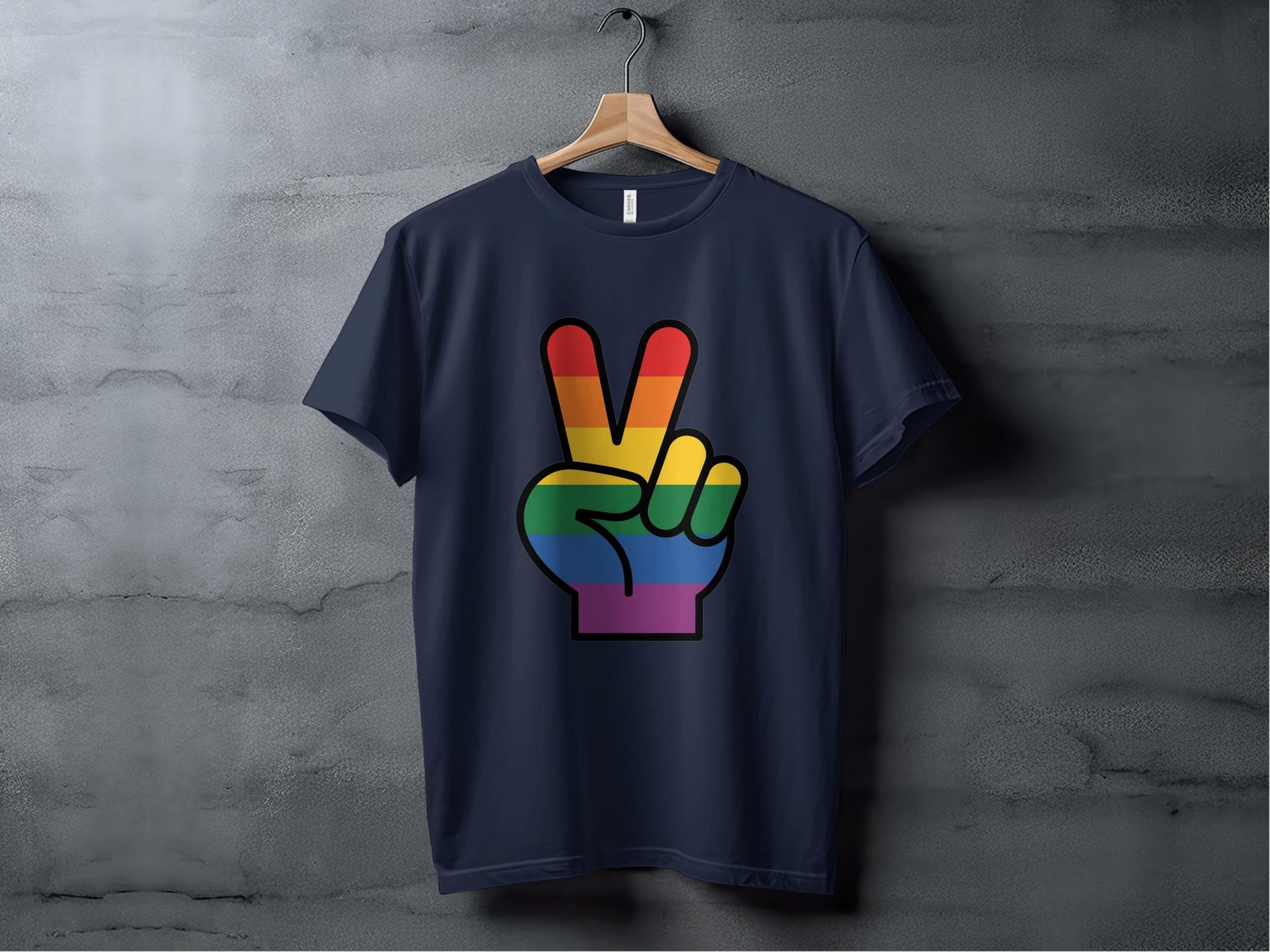 Rainbow Pride Peace Sign Symbol Graphic Design for LGBTQ T-Shirt Sweatshirt Hoodie XS / Navy