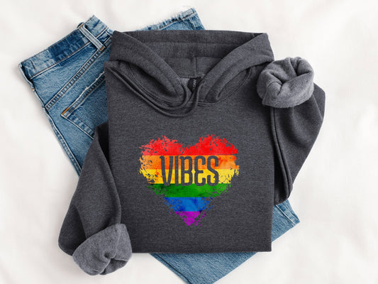 Rainbow Vibes Heart Hoodie
