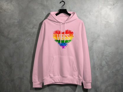 Rainbow Vibes Heart Hoodie S / Light Pink
