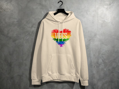 Rainbow Vibes Heart Hoodie S / Sand