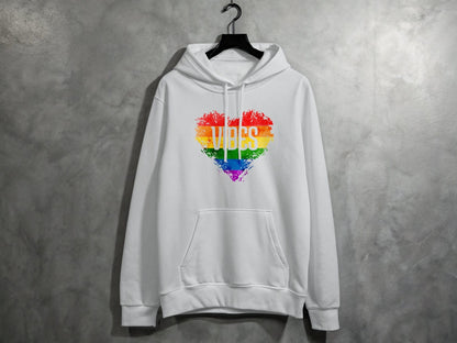 Rainbow Vibes Heart Hoodie S / Sport Grey