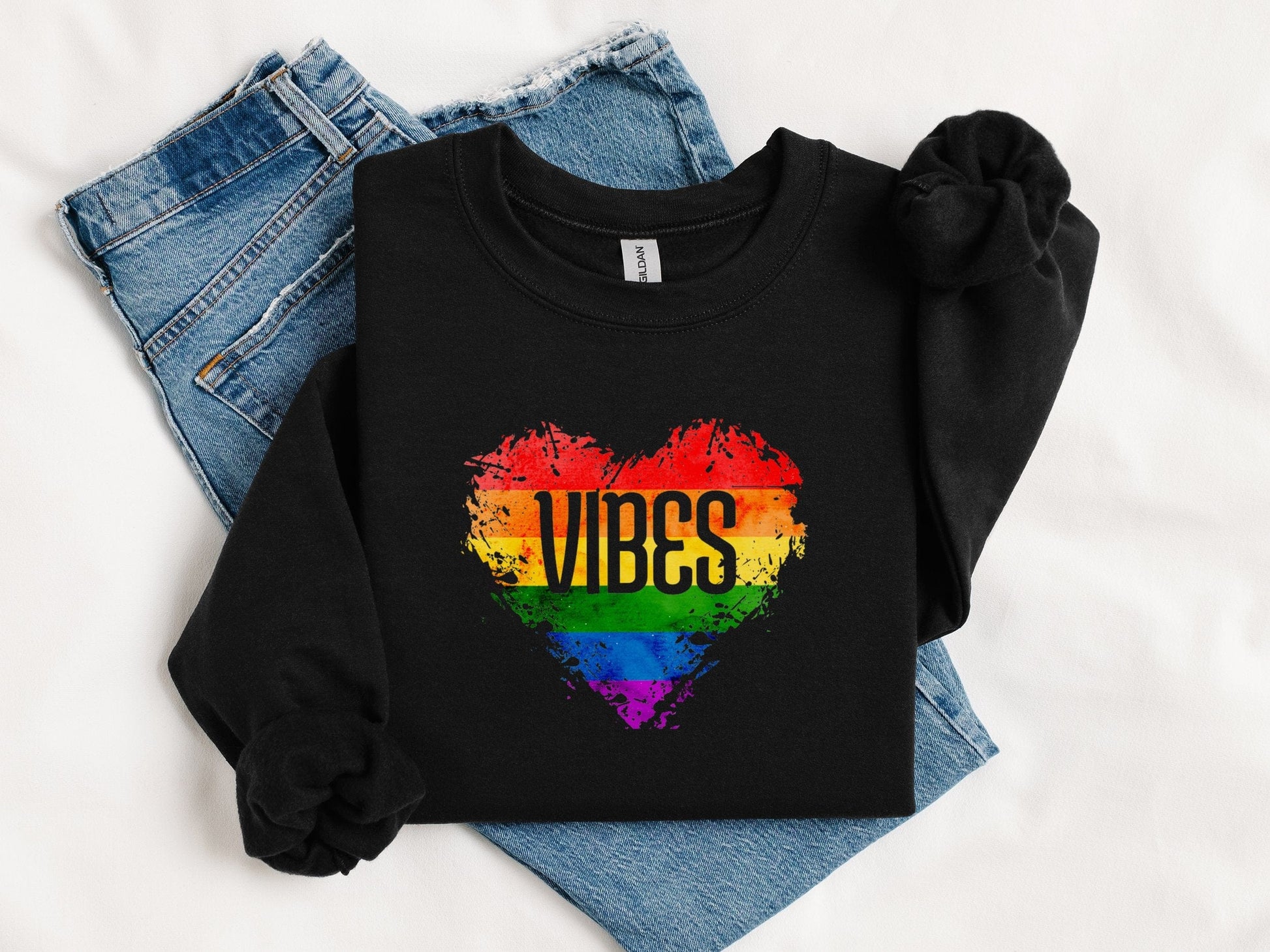 Rainbow Vibes Heart Sweatshirt