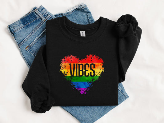Rainbow Vibes Heart Sweatshirt