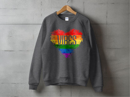 Rainbow Vibes Heart Sweatshirt S / Dark Heather