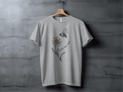 Save the Bees Graphic Tee, Eco-Friendly Bee Lover Shirt, Nature Conservation T-Shirt, Cute Animal Graphic Top, Sustainable Clothing XS / Athletic Heather